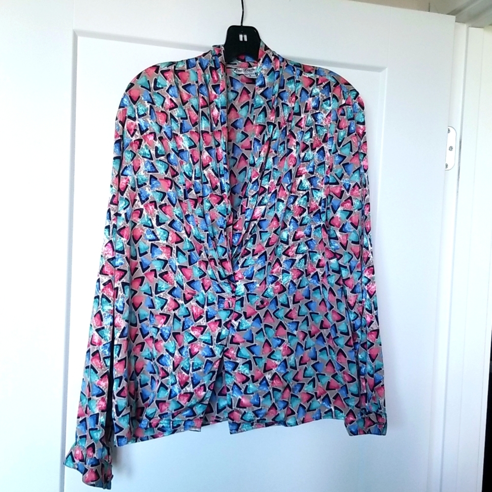 Eva Laurel New York Print Blouse Size 8